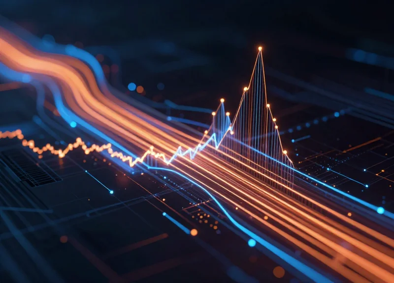 Abstract visualization of high-speed data throughput and time-slot optimization.