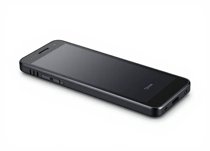 A side profile view of an ultra-slim 15mm RFID rugged PDA, highlighting its thin and ergonomic design.