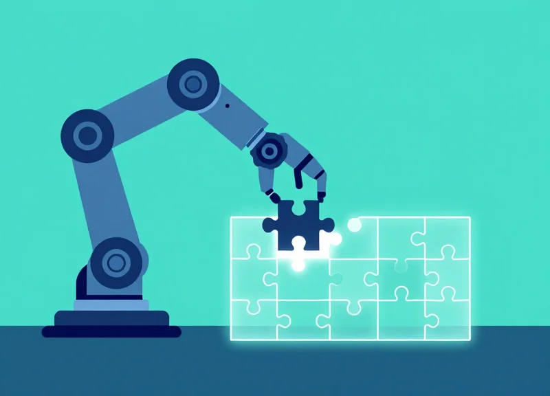 Flat vector illustration of a digital hand catching a falling data block, representing the elimination of errors.