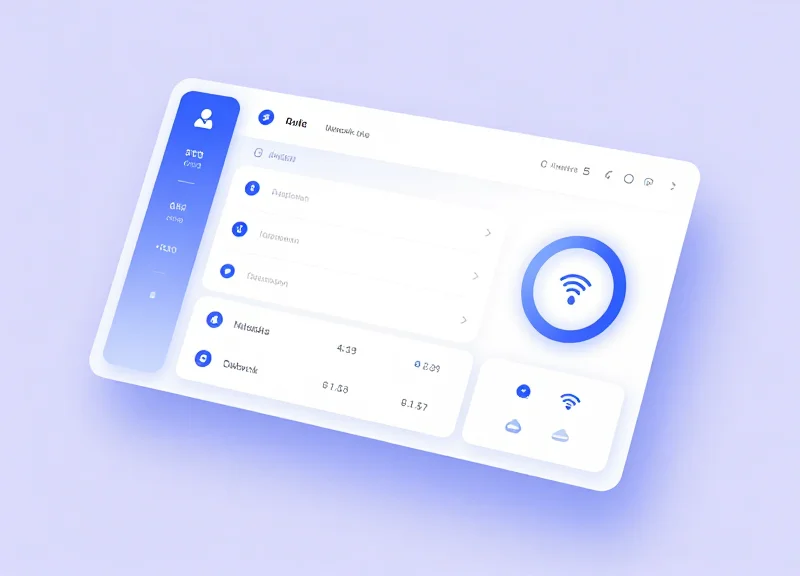 Modern abstract UI mockup of a network configuration dashboard for RFID software.