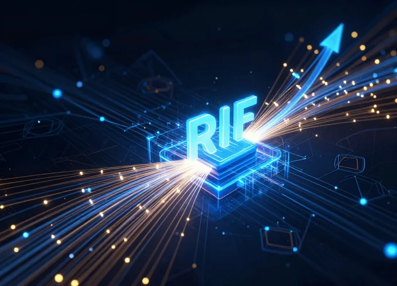Abstract data visualization showing the evolution of RFID technology into intelligence.