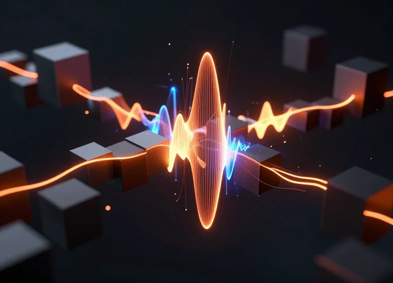 Abstract visualization of electromagnetic interference and signal distortion
