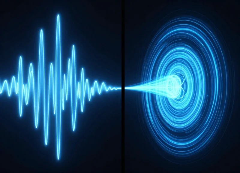 Side-by-side comparison of linear and circular signal wave patterns showing vertical vs spiral propagation.