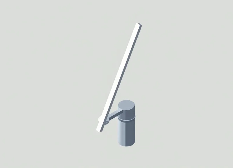 Isometric view of an antenna mounted on a structural post with adjustable tilt and height for signal optimization.