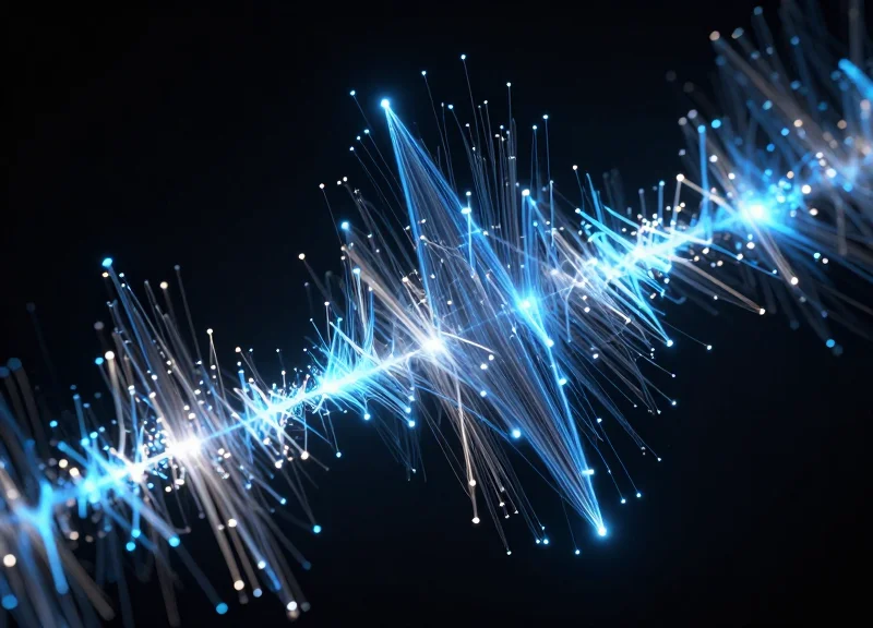 Abstract visualization of RFID radio waves and high-speed data transmission