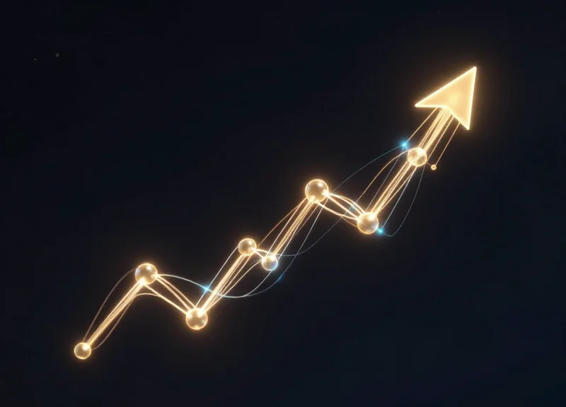 Abstract data visualization showing growth and financial return with glowing lines