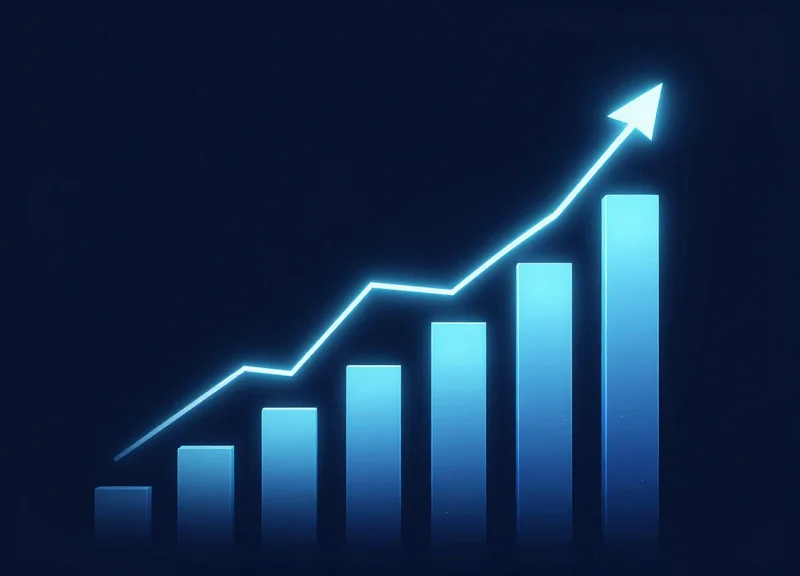 Abstract 3D graph representing financial growth and ROI through light trails.