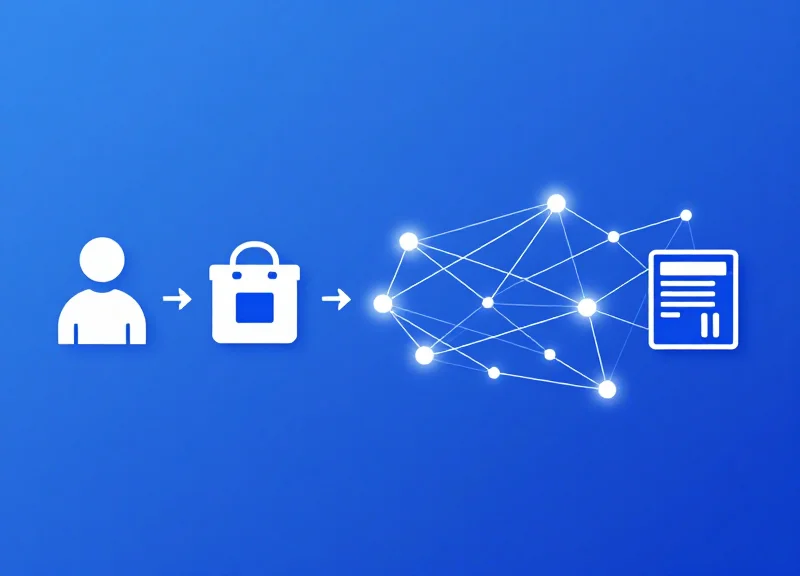 Abstract illustration of the digital transformation in retail technology from legacy systems to AI.