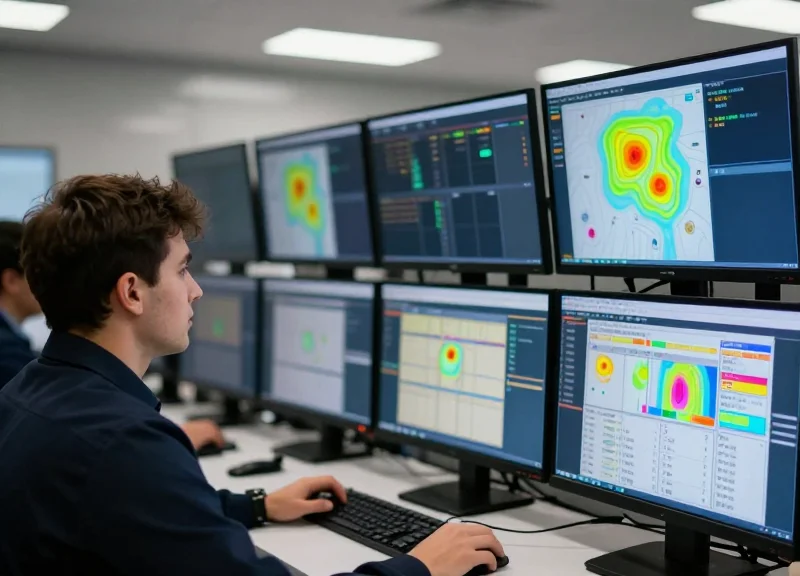 Professional retail security environment showing modern monitoring technology.