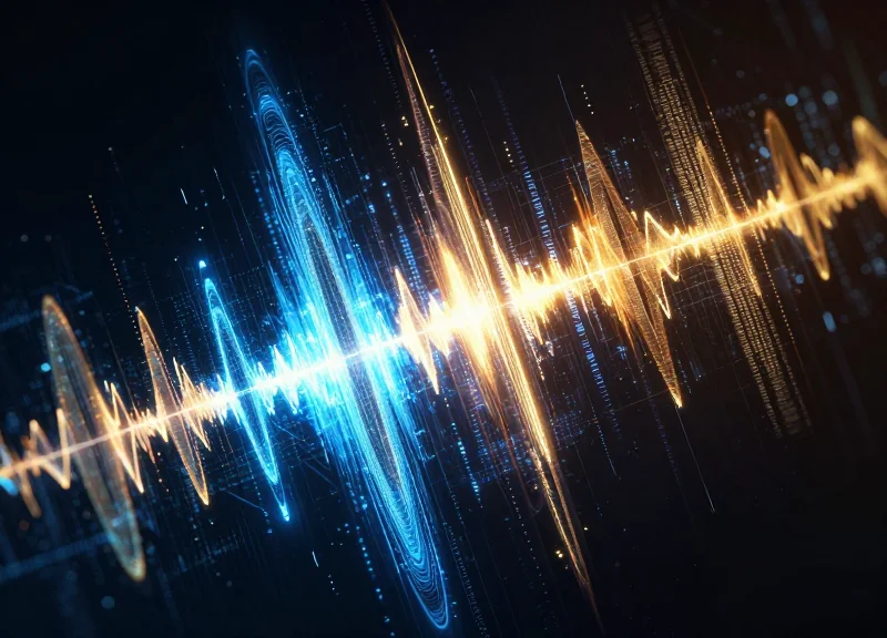 Abstract visualization of RFID radio waves and signal interference patterns