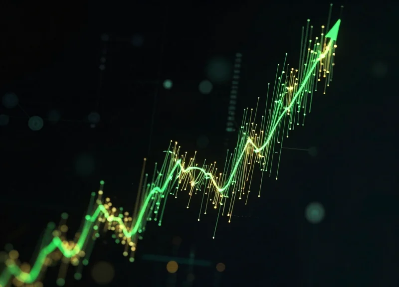 Abstract visualization of data flow representing efficiency and uptime in a factory.