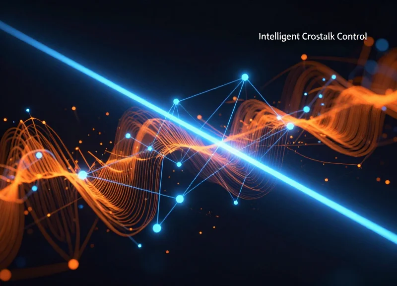 Digital signal visualization showing clean light beams cutting through interference