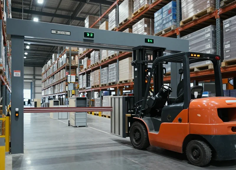 Industrial automated entry gate opening for a forklift