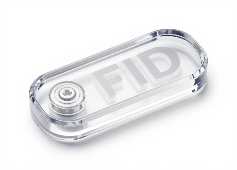 A thick, transparent protective encapsulation layer over an RFID antenna module.