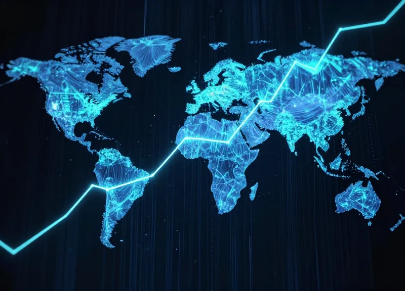 Abstract digital data visualization showing a network of connections and glowing nodes representing the future of asset tracking.