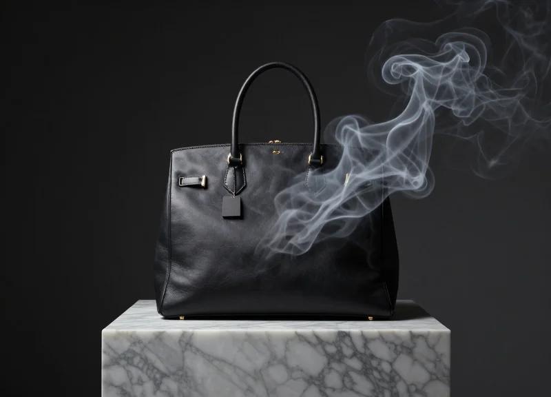 Surreal illustration of luxury goods partially turning into smoke to represent revenue loss and gray market diversion.