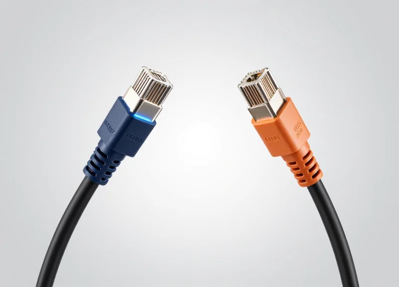 Side-by-side comparison of industrial network connectors representing different protocols