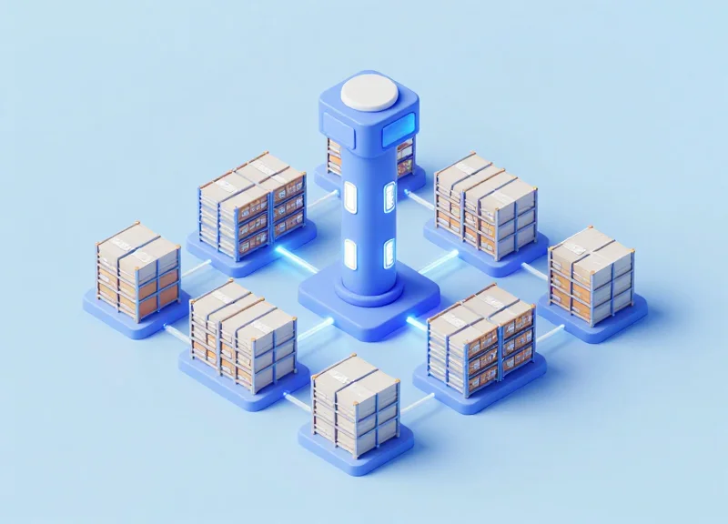 Isometric 3D model of an automated asset governance system using RFID tracking