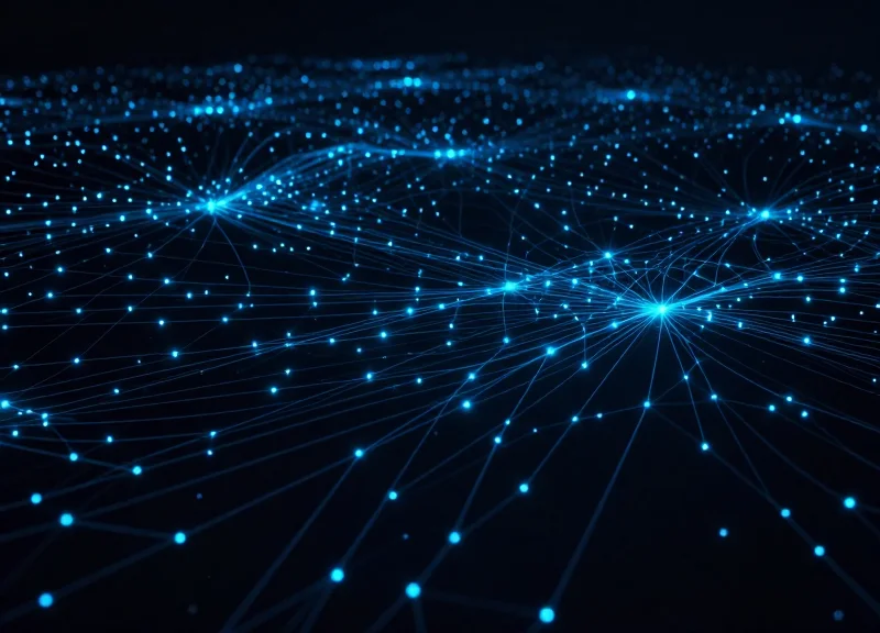 A digital visualization of a massive network of thousands of interconnected RFID readers.