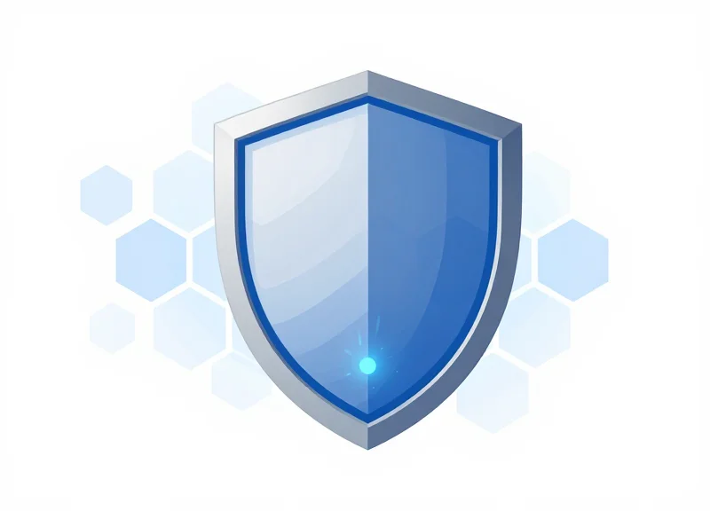 A glowing digital shield with hexagonal encryption patterns representing the strength of AES-256 security.
