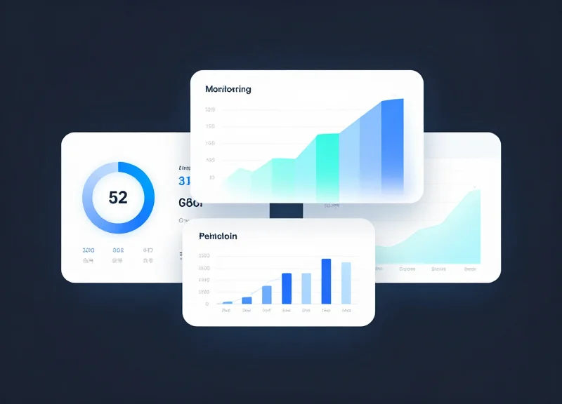 Modern IoT monitoring platform dashboard mockup with glassmorphism visual elements.