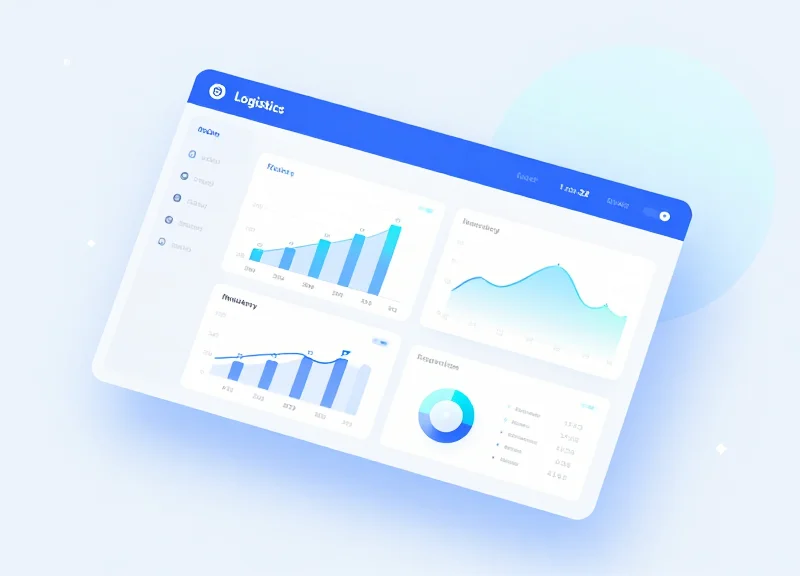 Modern abstract dashboard interface mockup with floating glass panels representing warehouse management software.