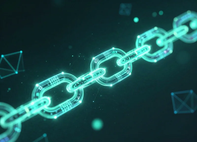 Abstract visualization of a secure digital chain representing immutable traceability and risk management