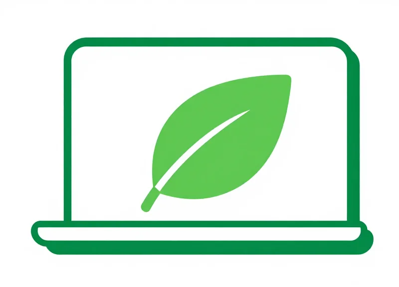 Flat vector illustration of a digital tag merging with a green leaf to represent sustainability