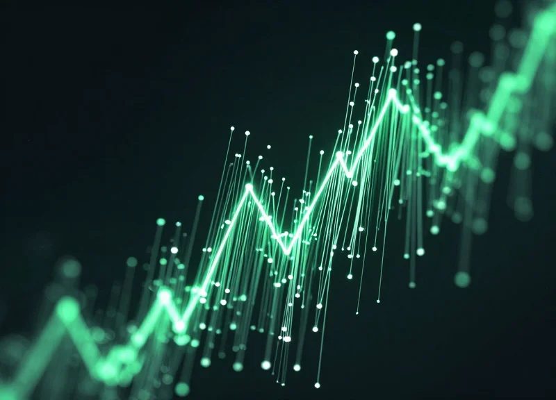Abstract data visualization showing reduction in waste and optimized metrics