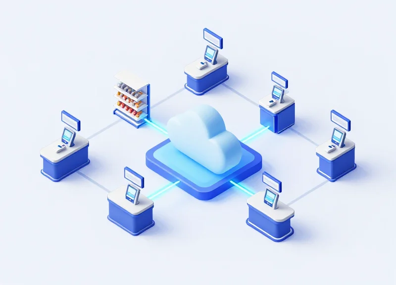 Cloud system connecting store inventory to point of sale and shelf labels