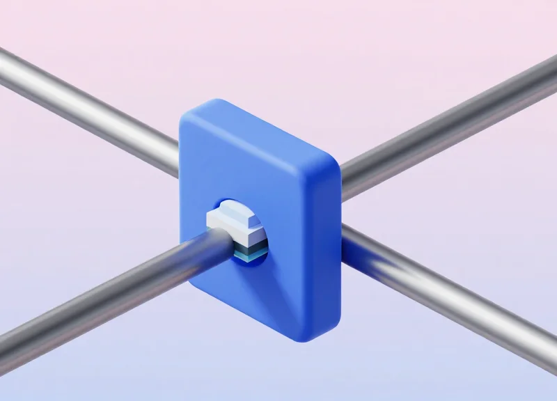 Isometric 3D view of an ESL tag mounting bracket with thermal insulation layers.