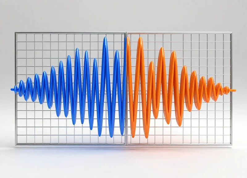 A visual comparison between short-range 2.4GHz signals and long-range Sub-GHz signals in a metal-heavy environment.