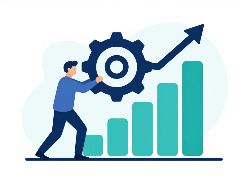 Flat vector illustration representing labor efficiency and ROI.