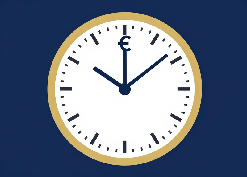 Conceptual flat vector illustration of a clock face merging with a price tag symbol, representing time-based pricing.
