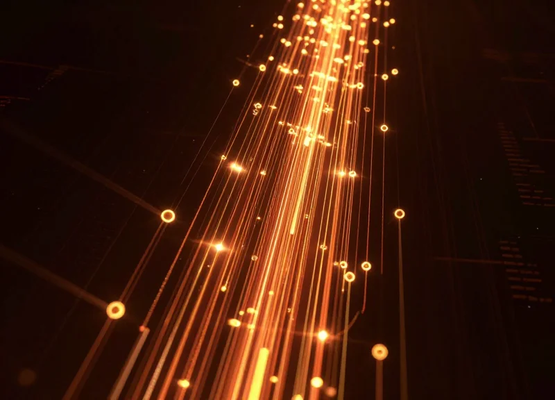 Abstract digital visualization showing rapid upward growth and technical efficiency.
