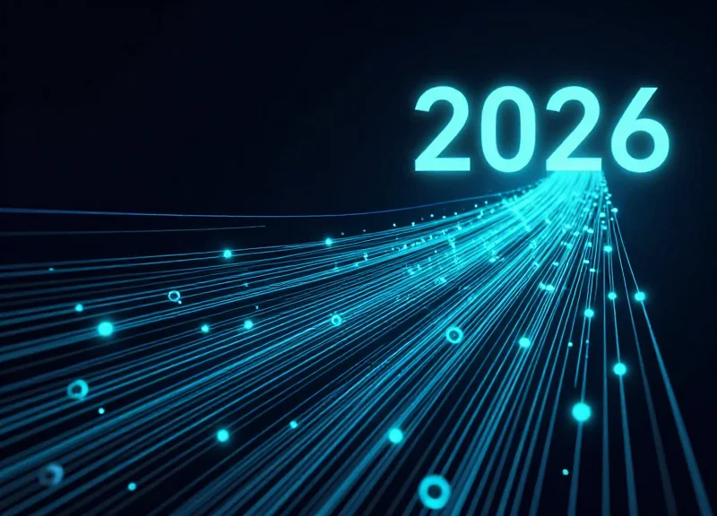 Abstract digital landscape of future regulatory compliance data streams and glowing nodes.