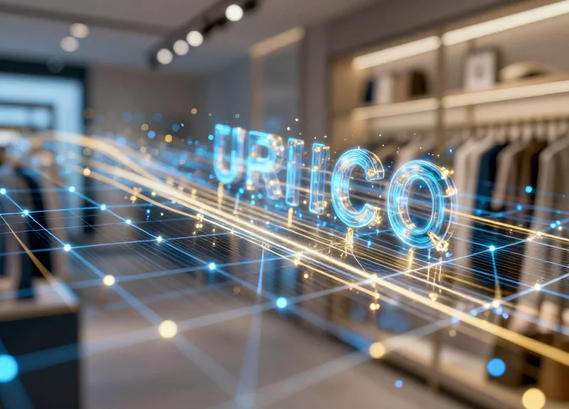Abstract visualization of glowing data streams representing real-time pricing updates in a retail environment.