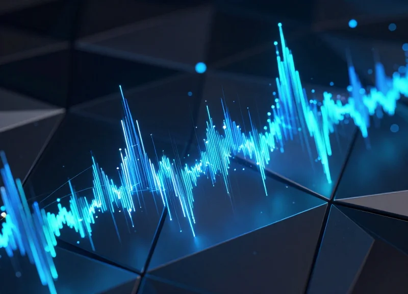 Abstract visualization of radio frequency waves being deflected by a metallic barrier