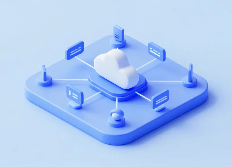 Isometric 3D model of a smart ESL management system