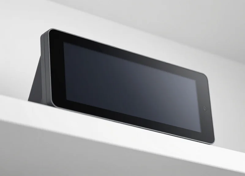 Sleek electronic shelf label on a modern retail shelf edge