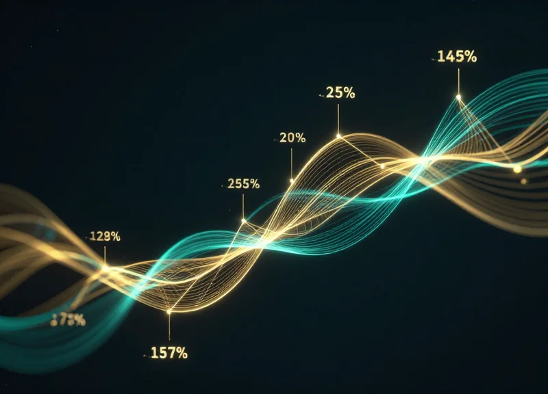 Abstract visualization of glowing data streams and nodes representing dynamic pricing trends