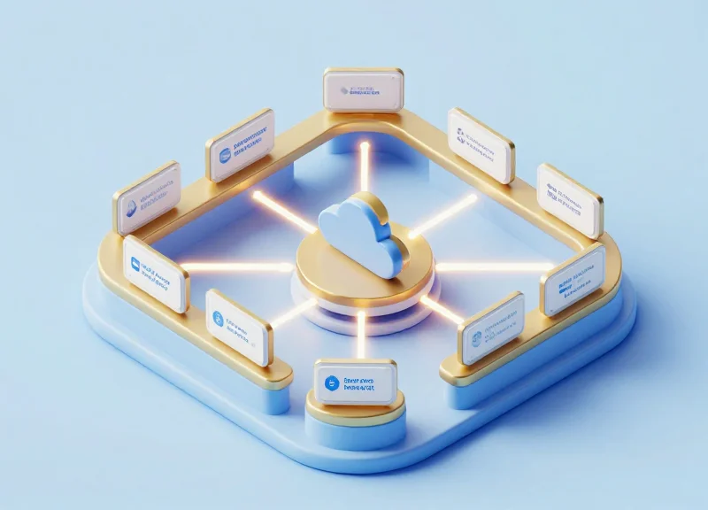 Isometric 3D model of an integrated smart inventory system with cloud connections