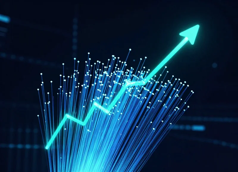 Abstract digital data visualization symbolizing growth and ROI in a smart hospital environment.