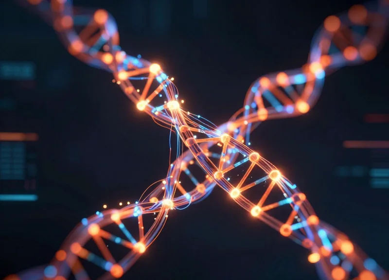 Abstract representation of AI and predictive analytics in a laboratory context