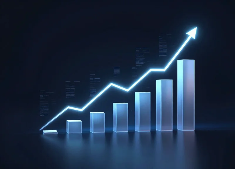 Abstract 3D visualization of upward trending light paths representing financial ROI.