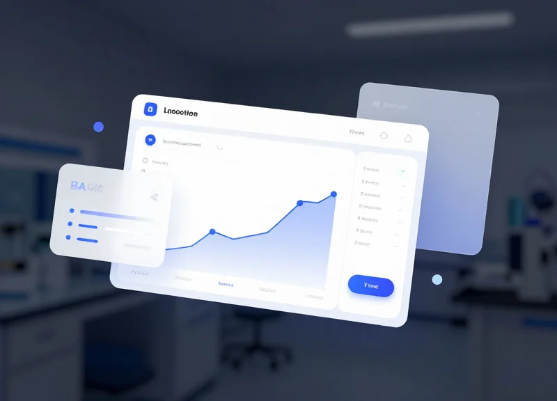 A conceptual dashboard showing laboratory data sync.