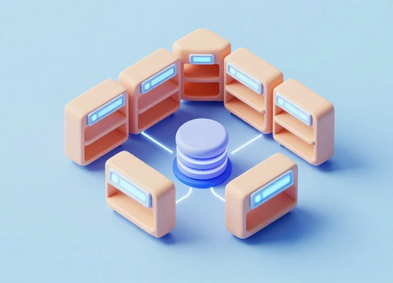 An isometric 3D visualization showing a smart veterinary inventory system connecting digital labels and RFID technology.