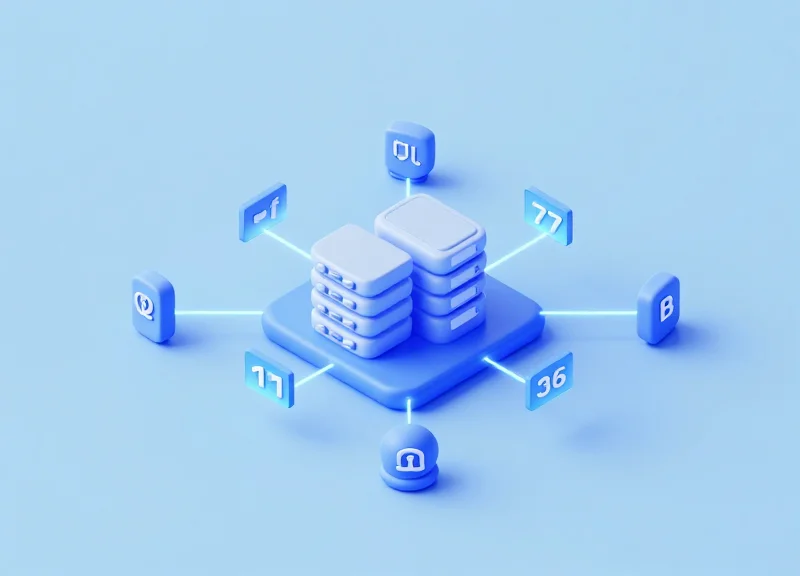 3D illustration of a central server connecting to multiple digital shelf labels in a showroom