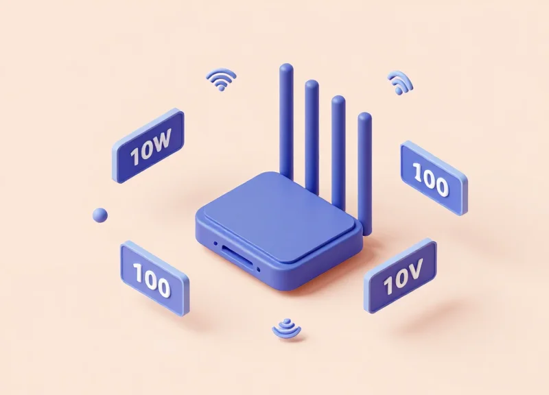 Isometric 3D model of a wireless connectivity network connecting store tags to a central hub.