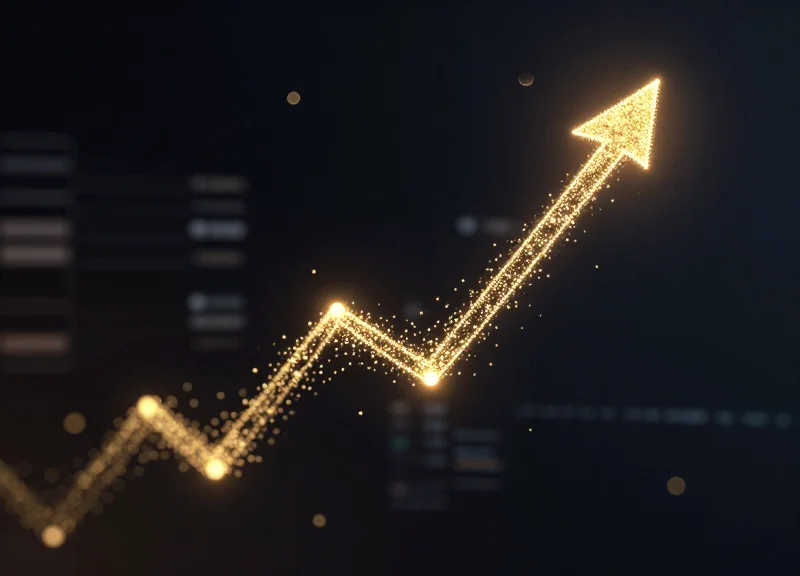 Futuristic upward trending graph representing higher profit margins.